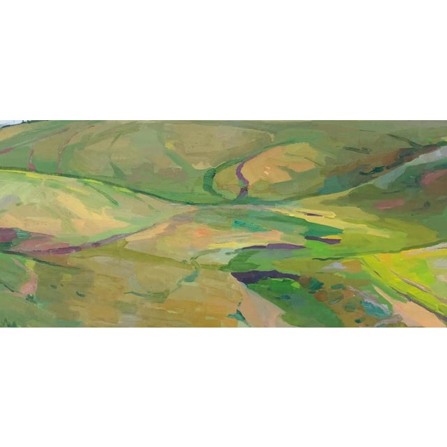 Rural Landscape Antique Painting Original Soviet Art Ukrainian Artist Osenniy m.s. 57,5-120 1970e For Sale - Image 6 of 6