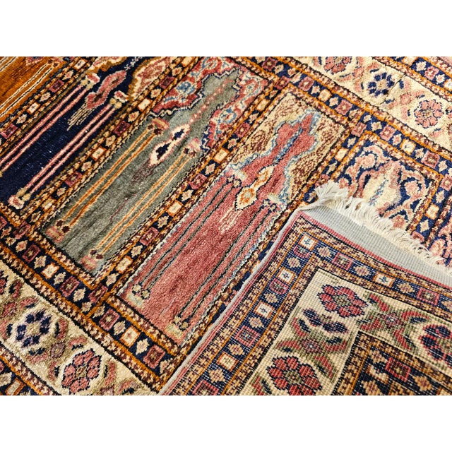 Early 20th Century Turkish Silk Septh Prayer Rug, Hand-Woven, 2' x 3' For Sale - Image 10 of 12