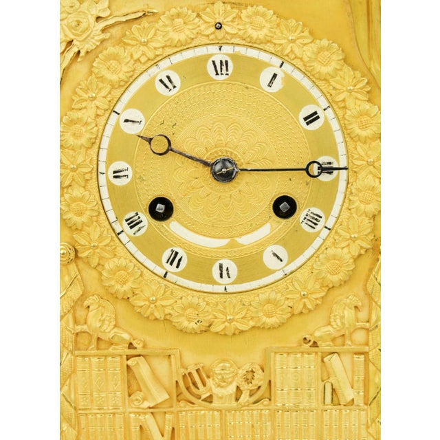Metal 19th Century French Empire Gilt Bronze Mantel Clock For Sale - Image 7 of 10