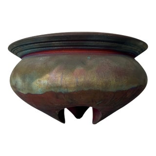 1980’s Vintage Art Raku Studio Pottery Vase / Vessel – Unsigned For Sale