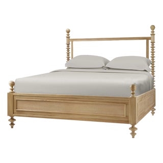 Bobbin Post Queen Bed in Fruitwood Finish For Sale