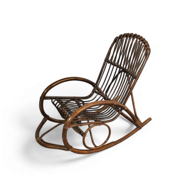 Brown Bentwood, Wicker and Rattan Rocking Chair by Rohé Noordwolde For Sale - Image 8 of 12