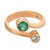 Contemporary Vintage Old European Cut Diamond Emerald 18k Rose Gold Toi Et Moi Ring, Size 5.5 For Sale - Image 3 of 7