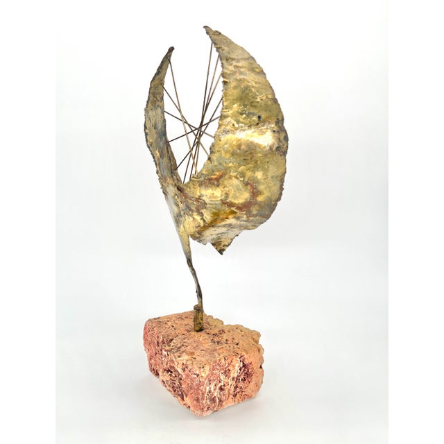 1970s Brutalist Metal Phoenix Bird Sculpture on Natural Stone For Sale - Image 12 of 12