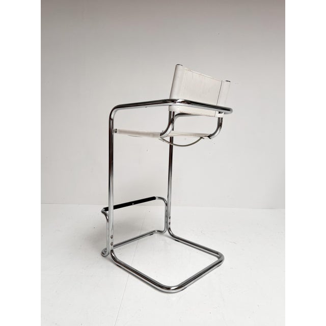 Leather Bar Stools attributed to Mart Stam, 1970s, Set of 2 For Sale - Image 6 of 16