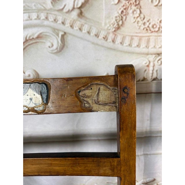 Wood Pair of Hand-Painted Convertible Library Step Ladder Chairs With Dog Motif For Sale - Image 7 of 15
