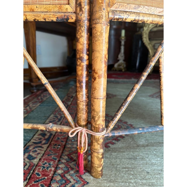 Mid-Century Hand Painted Peacocks Folding Room Divider Screen Tortoise Finish Bamboo. Bohemian, Tiki, Eclectic, Asian Style. For Sale In West Palm - Image 6 of 16
