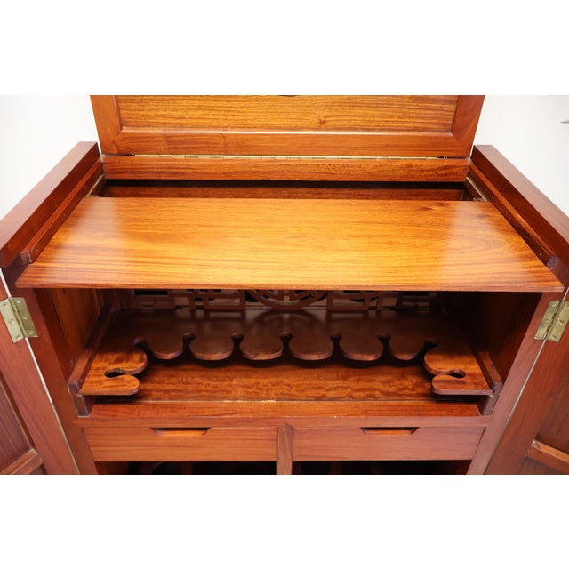 Wood 1960s George Zee Teak and Brass Flip-Top Cocktail Bar Cabinet For Sale - Image 7 of 16