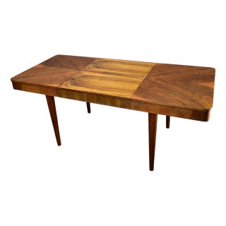 Extendable Dining Table in Walnut by Jindrich Halabala, Czechoslovakia, 1939 For Sale