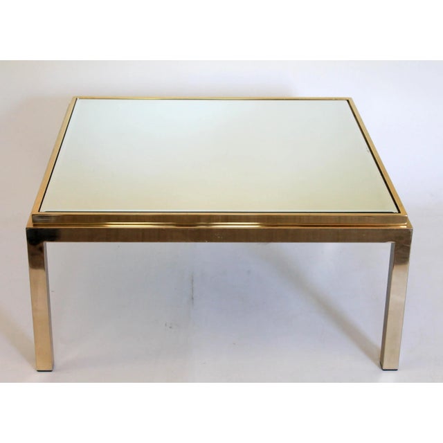 Vintage Brass Coffee Table W/ Mirrored Glass Top For Sale - Image 4 of 9