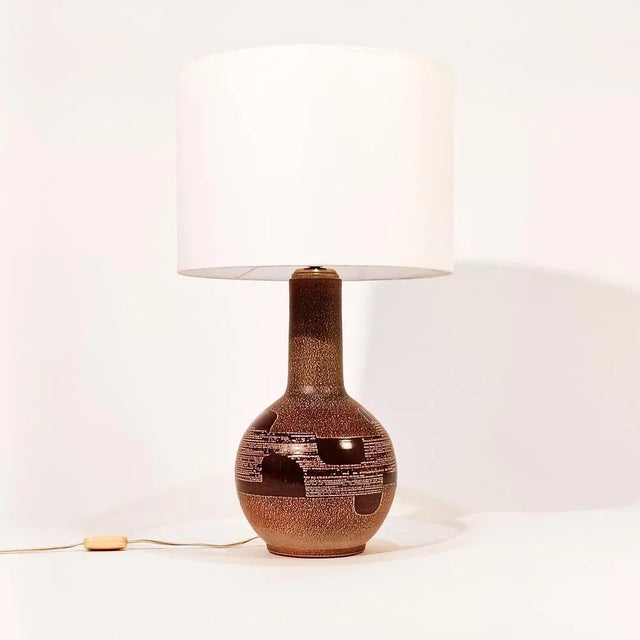 Ceramic table or table lamp, Spain, 1970s. Catalan ceramic lamp from the Andreu brand (Sabadell, 1970). Vase-shaped body...