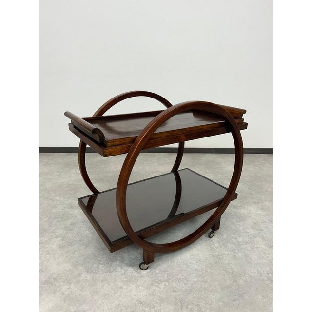 Art deco serving trolley by Thonet Debrecen. Professionally stained and repolished. This piece is attributed to the...