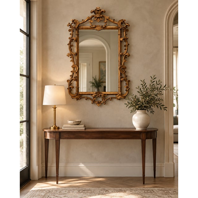 Vintage Rococo Carved and Gilded Wooden Wall Mirror For Sale - Image 10 of 10