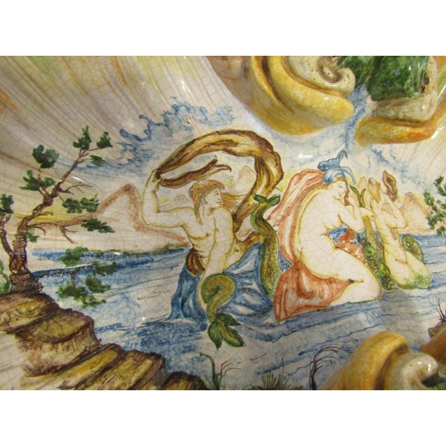 1960s Armando Poggi Florence Hand-Painted Italian Pottery Dolphin Scene Centerpiece For Sale In Miami - Image 6 of 13