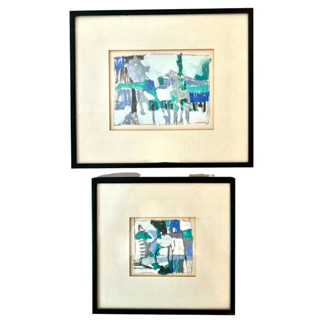 Pair of wonderful Modern Paintings using Gouache and acrylic paint. The pieces are not signed, but are a great duo - the...