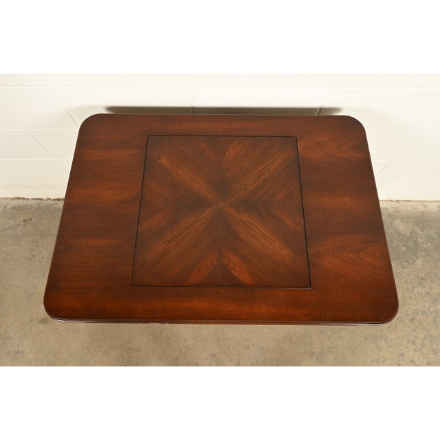 1970s Baker Furniture Style American Empire Carved Mahogany Game Table or Occasional Table, Circa 1970s For Sale - Image 5 of 15