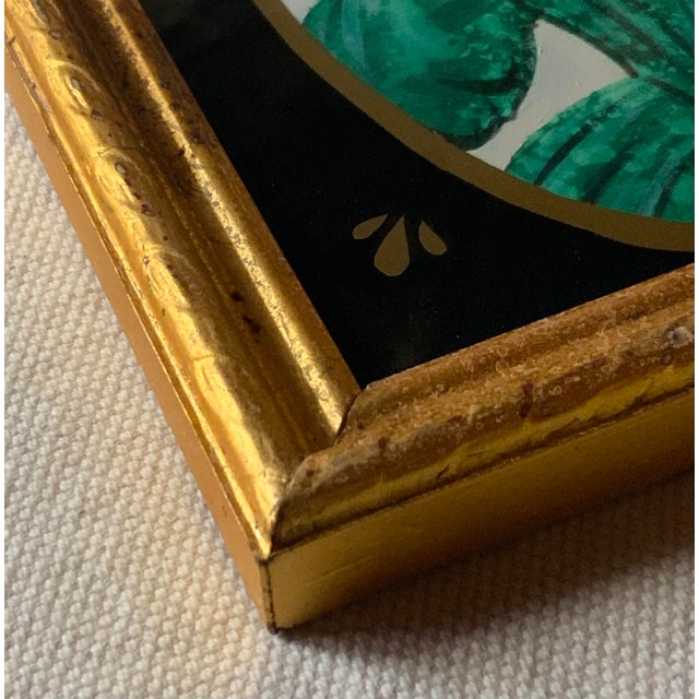 1920s American Folk Art Portrait, Lady in Emerald Green Dress, Gouache on Paper, Original Gilded Frame, Boston Estate, Circa 1920s For Sale - Image 5 of 15