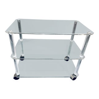 1970s Minimalist Lucite Bar Cart For Sale