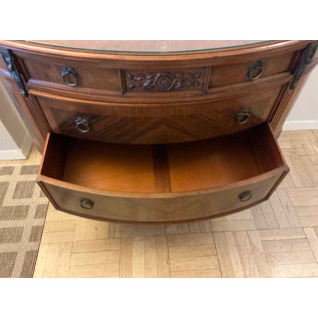 Early 20th Century Mahogany Bow Front Bureau For Sale - Image 9 of 11