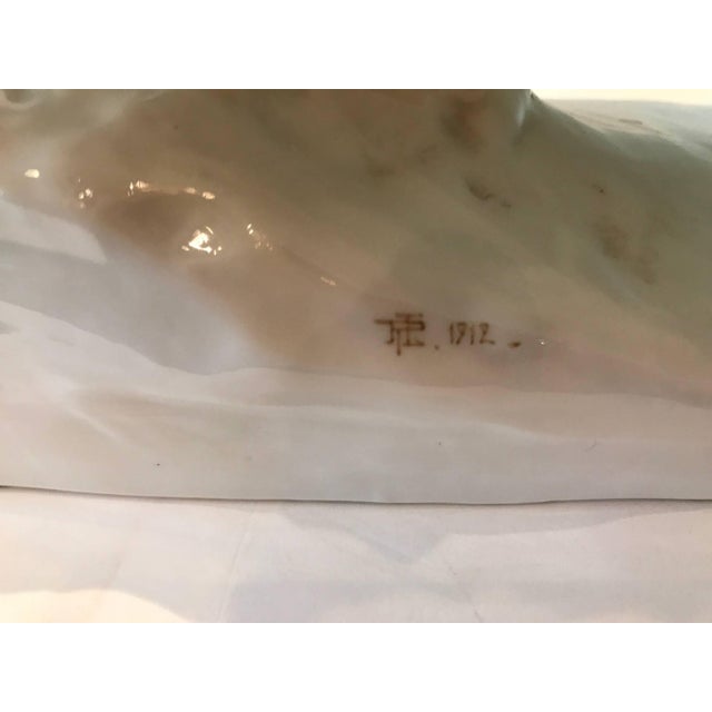 Extraordinary Nymphenburg Hand Painted Porcelain Peacock, Signed and Dated 1912 For Sale - Image 10 of 10