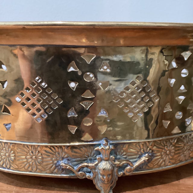 Vintage Brass Flared Rim Pierced Planter For Sale - Image 4 of 12