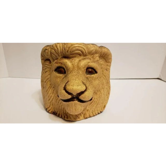 Mid-Century Modern Mid-Century Modern Haeger Sandstone Lion Head Planter For Sale - Image 3 of 11