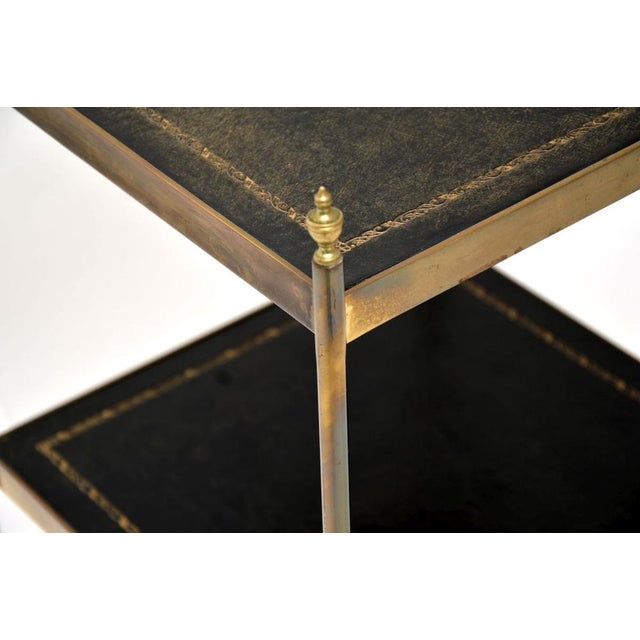 Vintage Brass and Leather Side Table, 1960s For Sale - Image 6 of 9