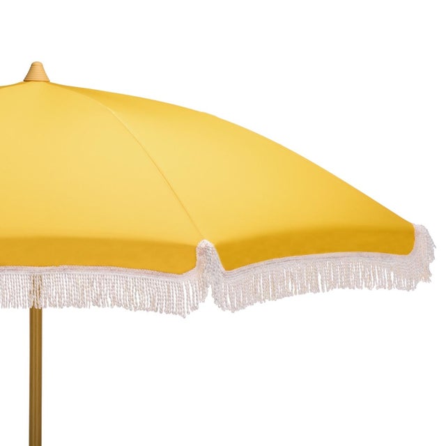 Modern Valencia 6.5 Ft Beach Fringed Umbrella, Yellow For Sale - Image 3 of 8