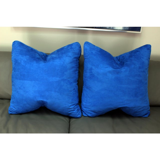 Textile Designers Guild Custom "Mezzola" Square Edge Cobalt Blue Accent Pillows - a Pair For Sale - Image 7 of 7