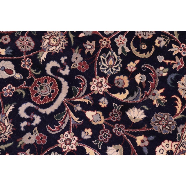 Shabby Chic Shabby Chic 1990's Floral Pak-Persian Blue/Red Wool Round Rug- 8'1'' X 8'1'' For Sale - Image 3 of 9