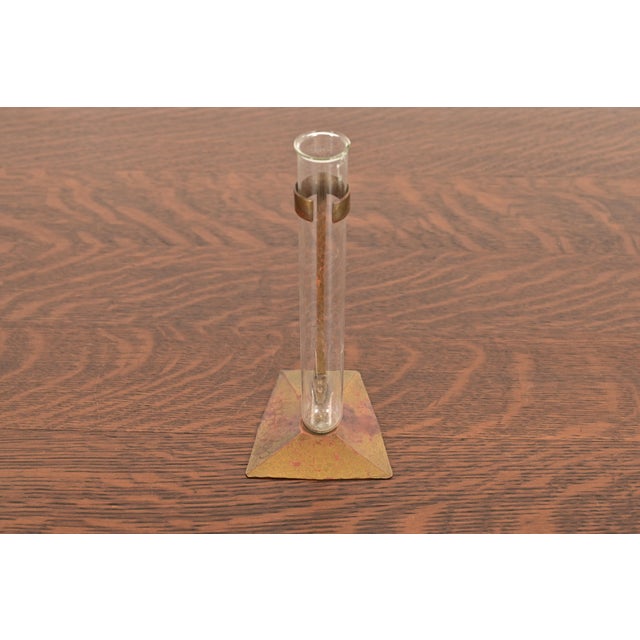 Art Deco Roycroft Arts & Crafts Hammered Brass Over Copper Bud Vase, Circa 1920s For Sale - Image 3 of 12