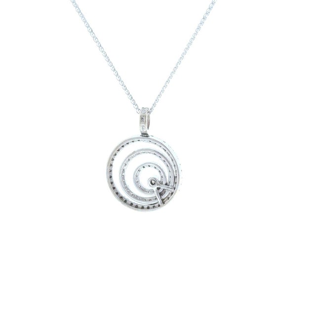 14k White Gold 1.26ct Diamond Circle Pendant on Adjustable 16"-18" Chain For Sale - Image 4 of 5