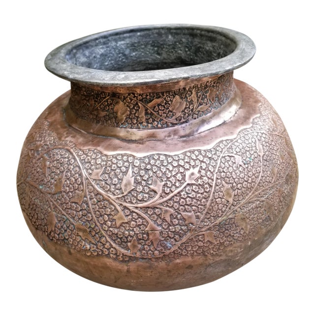 Antique Copper Pakistani Large Curry Pot For Sale