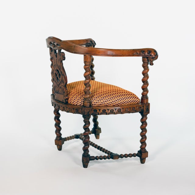 Gothic Revival Yew Tub Chair With Barley‑Twist Supports, Circa 1880 For Sale In San Francisco - Image 6 of 18