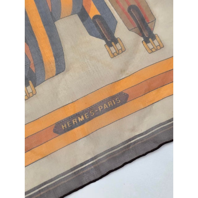 Textile Vintage Hermes Silk Scarf Joachim Metz Belts Paris France Multi Colored 17 Inch For Sale - Image 7 of 10