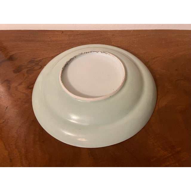 Ceramic Antique 19th Century Chinese Export Porcelain Famille Rose Plate With Birds and Butterflies on a Celadon Ground For Sale - Image 7 of 9