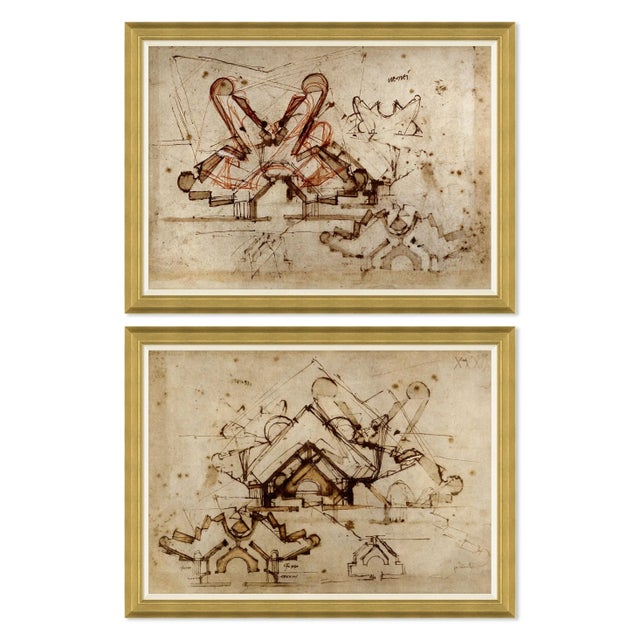 David Phoenix Bozettto & Disegnare Diptych Framed Art Prints - Set of 2 by David Phoenix For Sale - Image 4 of 4