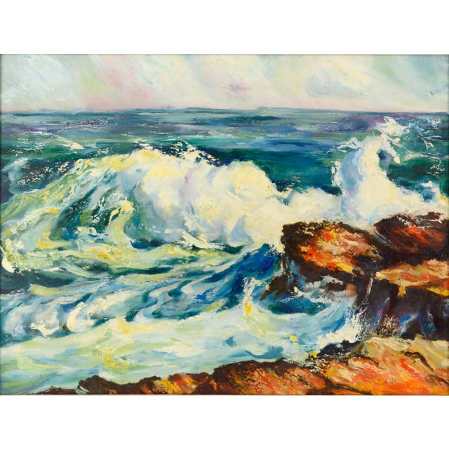 American Northern California Coastal Santa Cruz County Ocean Waves 1950 Plein Air For Sale - Image 3 of 6