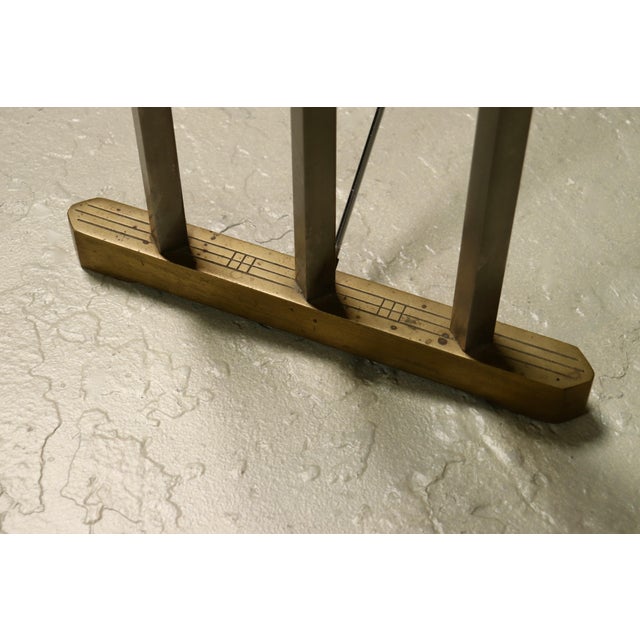 Console Table with Brass Details and Glass Top by Peter Ghyczy, 1970s For Sale - Image 12 of 15