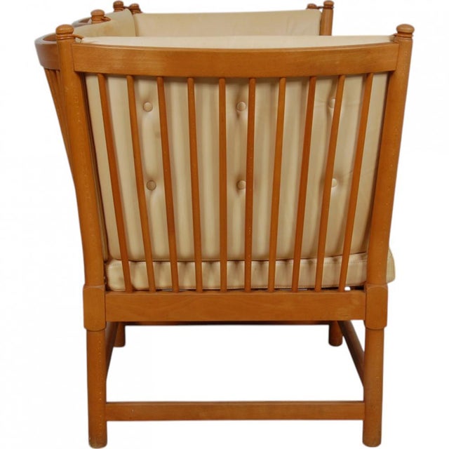 Spoke-Back Sofa in Natural Leather by Børge Mogensen, 1980s For Sale - Image 4 of 18