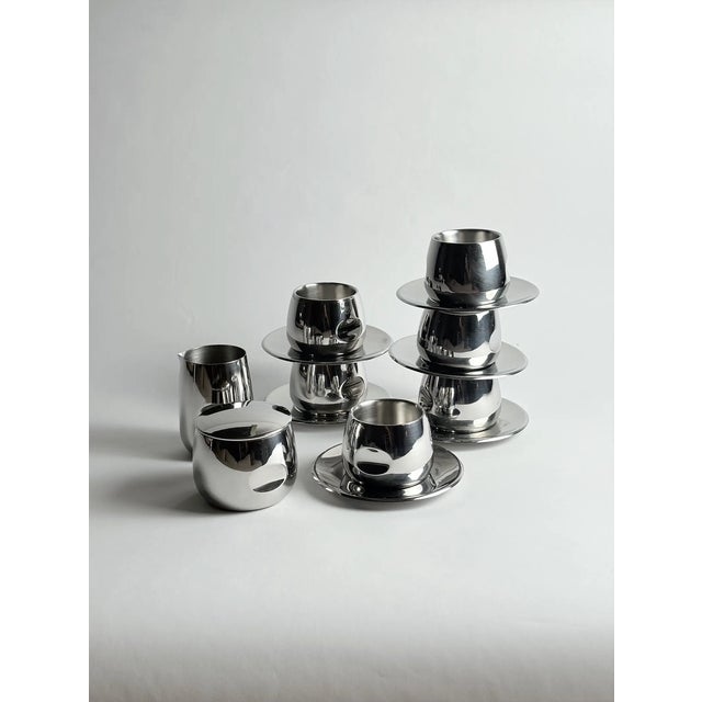 Italian Stainless Steel Espresso Set by AMC Art Design, 1980, Set of 20, in Very Good conditions. Designed 1980 to 1989...