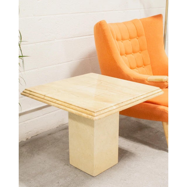 Mid 20th Century Travertine Post Modern Side Coffee Table Small For Sale - Image 5 of 9