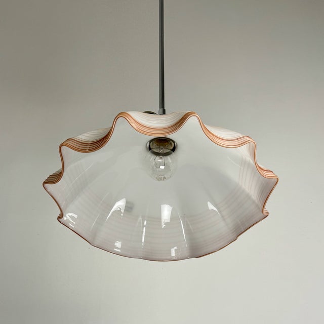 Rustic Mid-Century Murano Glass Fazzoletto Pendant Lamp from De Majo, Italy, 1970s For Sale - Image 3 of 8