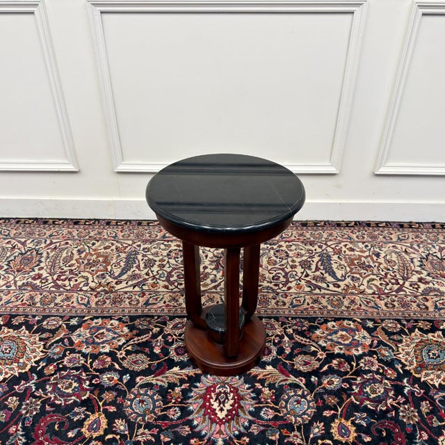 Black Art Deco Side Table with Marble Top For Sale - Image 8 of 8