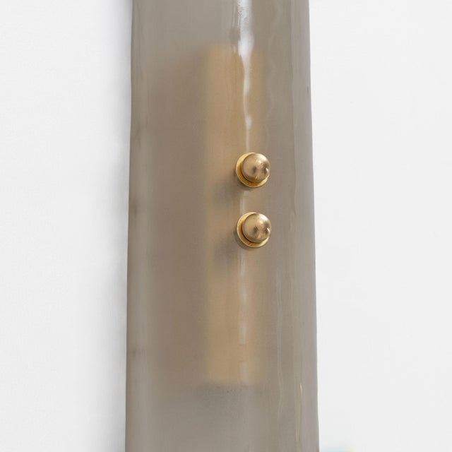 Gray Mid-Century Modern Smoke Murano Glass Sconces in the style of Fontana Arte, 2000, Set of 2 For Sale - Image 8 of 10
