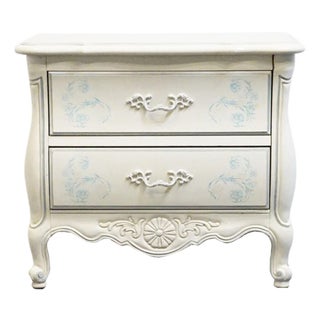 Thomasville Furniture Debussy Collection Off White Painted French Provincial 29" Two Drawer Nightstand 9455-810 For Sale
