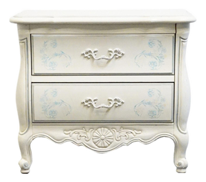 Thomasville Furniture Debussy Collection Off White Painted French Provincial 29" Two Drawer Nightstand 9455-810