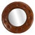 Mid-Century Circular Mirror in Cognac Leather with Capitonné Details, Italy, 1970s For Sale