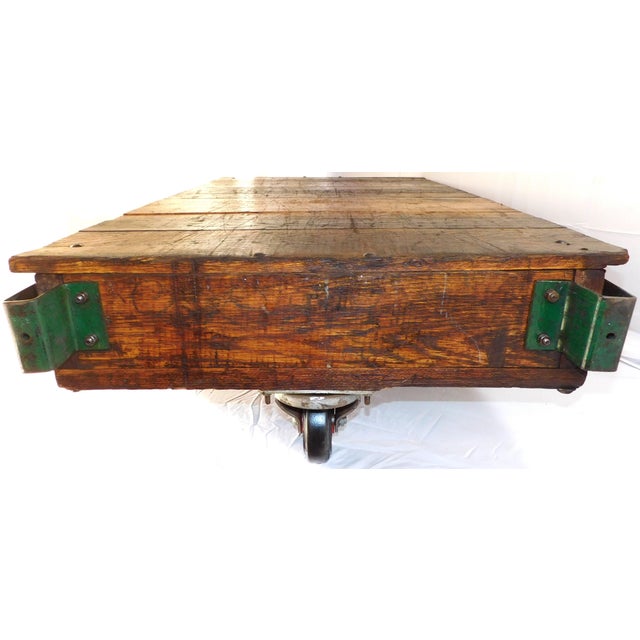 1940s Restored Vintage Fairbanks Oak & Cast Iron Industrial Utility Cart ~ Large 5.5' For Sale - Image 5 of 13
