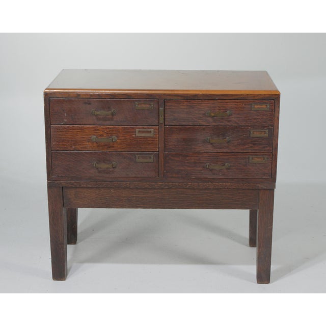 1940s Industrial Oak Six Drawer Library Card File Cabinet Chairish